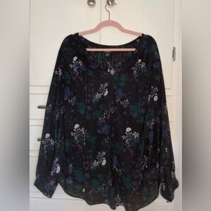 Torrid Floral Black Blouse